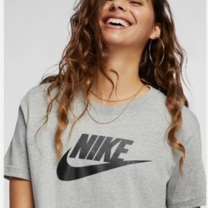 Nike Classic Crop Top Heather Gray Loose Fit Tee BV6176-063